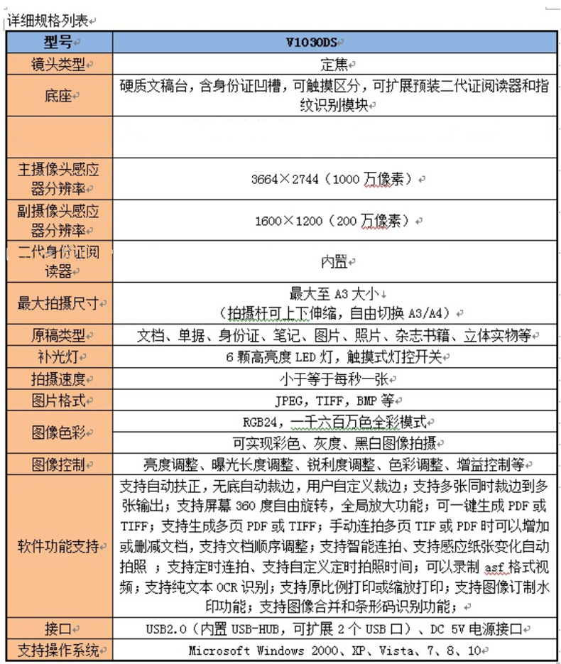 方正 Founder A3主摄像头高拍仪 1000万像素 V1030DS 