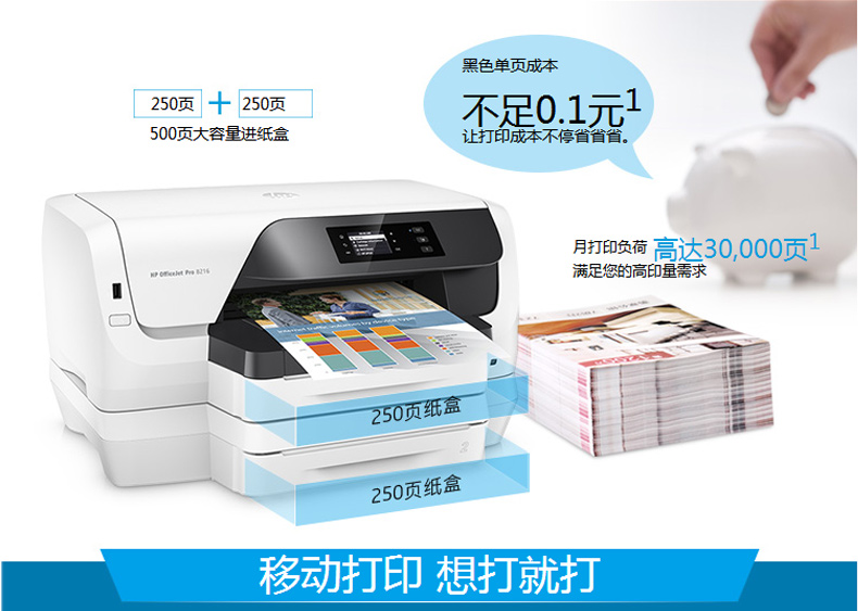 惠普 HP A4惠商系列专业级喷墨打印机 OfficeJet Pro 8216 