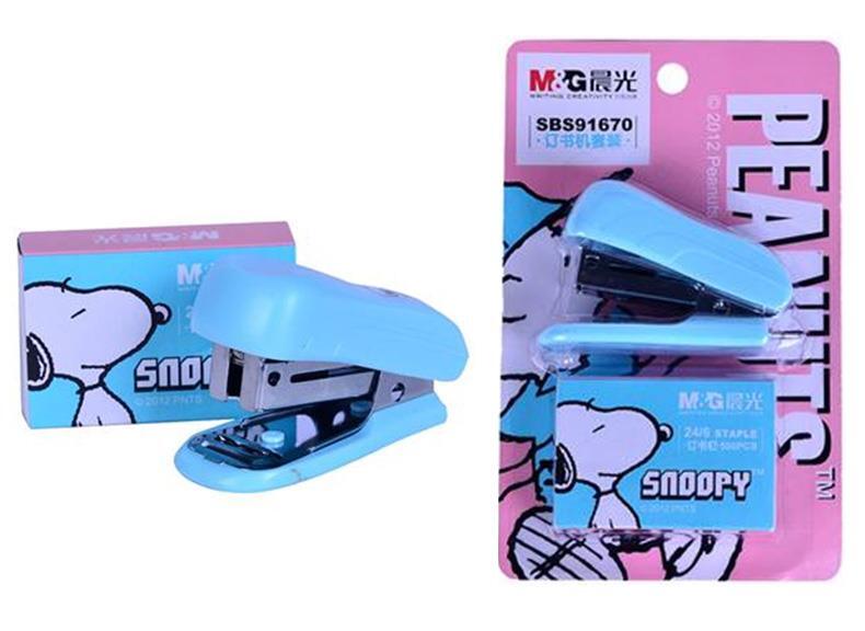晨光 M＆G 史努比迷你型订书机套装 SBS91670 12页 (粉色、蓝色) 24卡/盒 (颜色随机)
