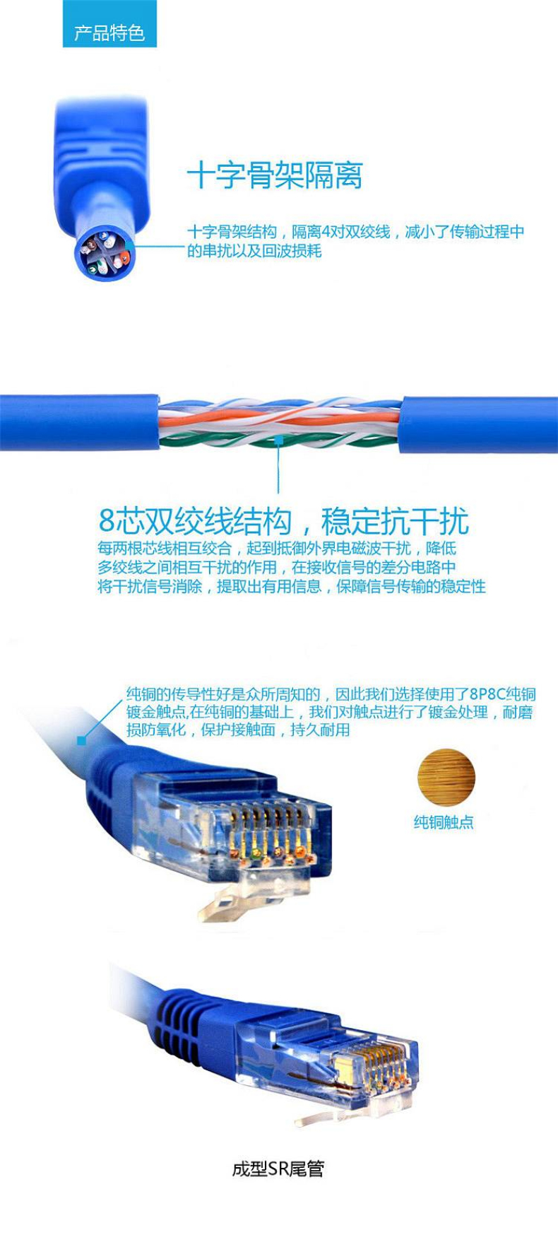 酷比客 L-CUBIC 六类网线 LCLN6RRECBU 50米  RJ45