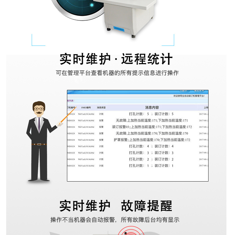 优玛仕 U-mach 全自动财务装订机 U-NB108H 远程互联网+检测服务