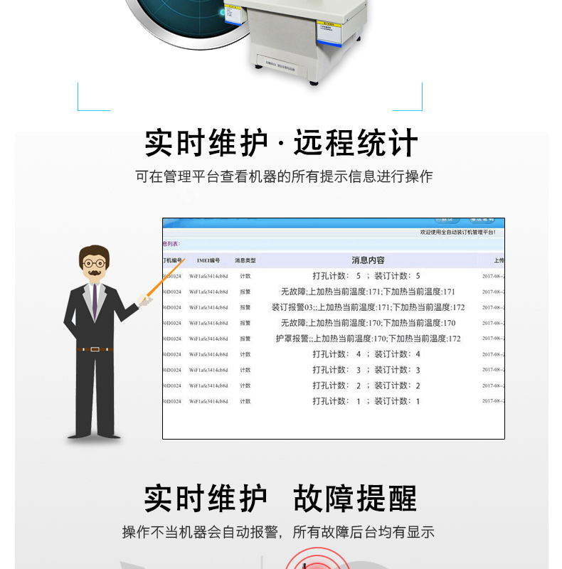 优玛仕 U-mach 全自动财务装订机 U-NB200H 远程互联网+检测服务