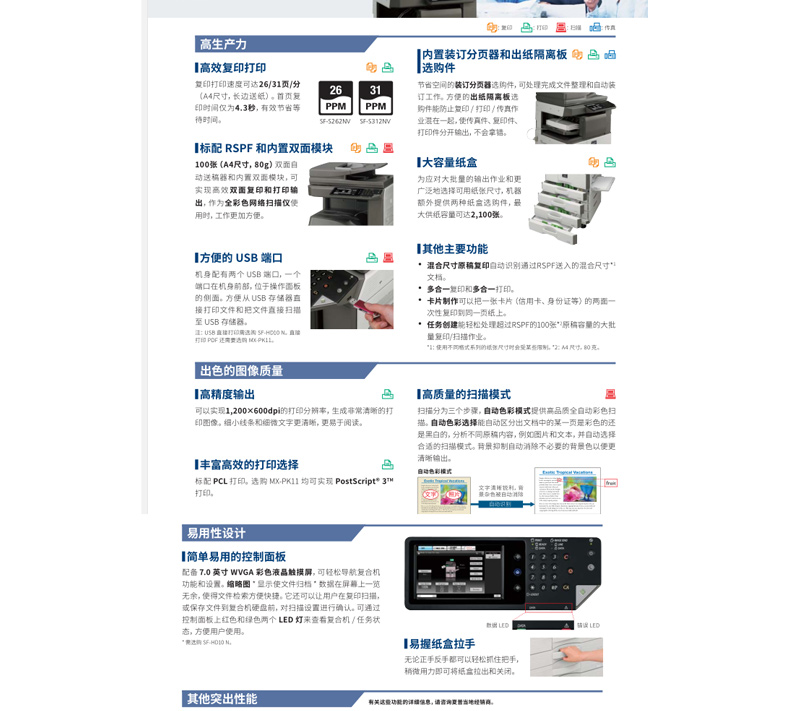 夏普 SHARP A3黑白数码复印机 SF-S262NV （单纸盒、双面输稿器）