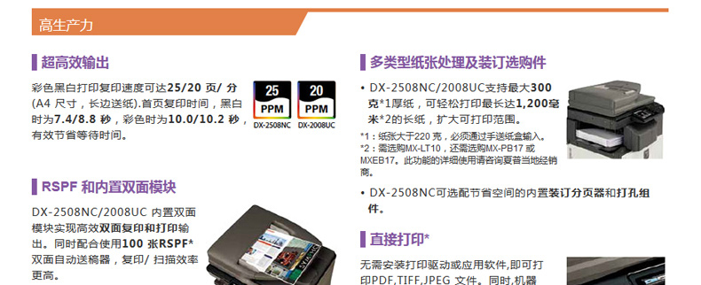 夏普 SHARP A3彩色数码复合机 2008UC （双纸盒，双面输稿器，国产工作台，网络打印）