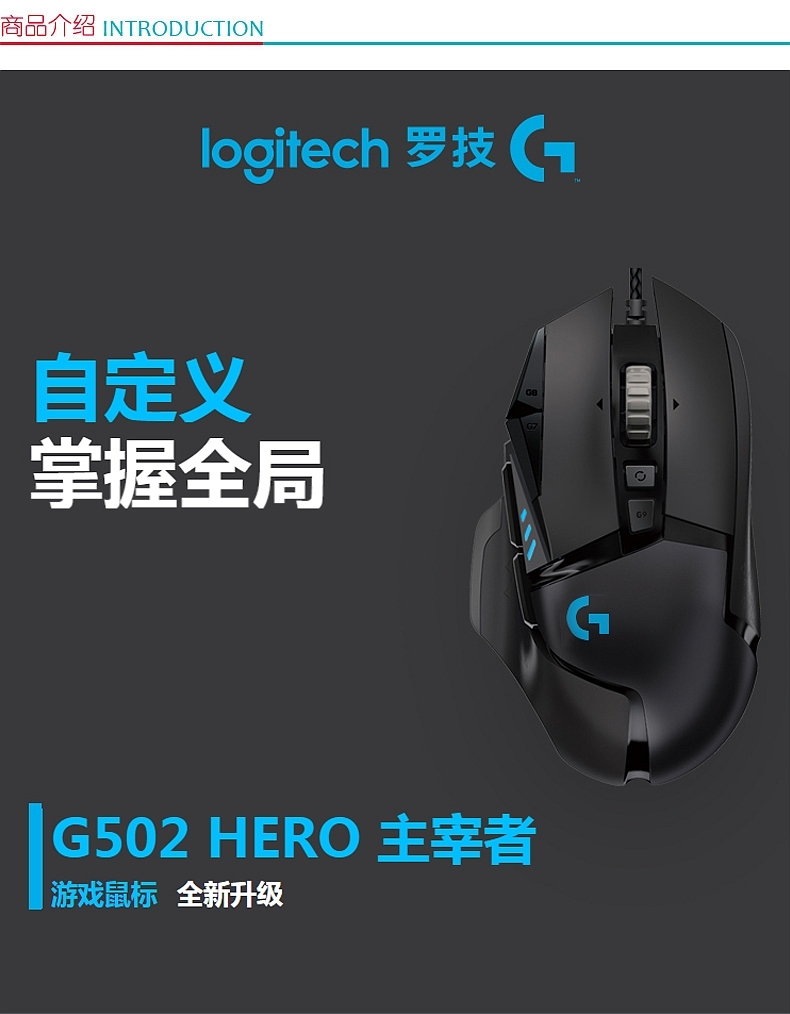 罗技 Logitech 有线鼠标 G502 (黑色)