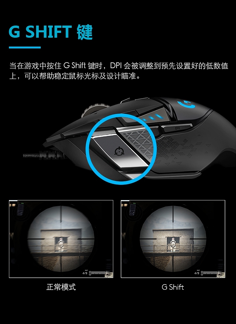 罗技 Logitech 有线鼠标 G502 (黑色)