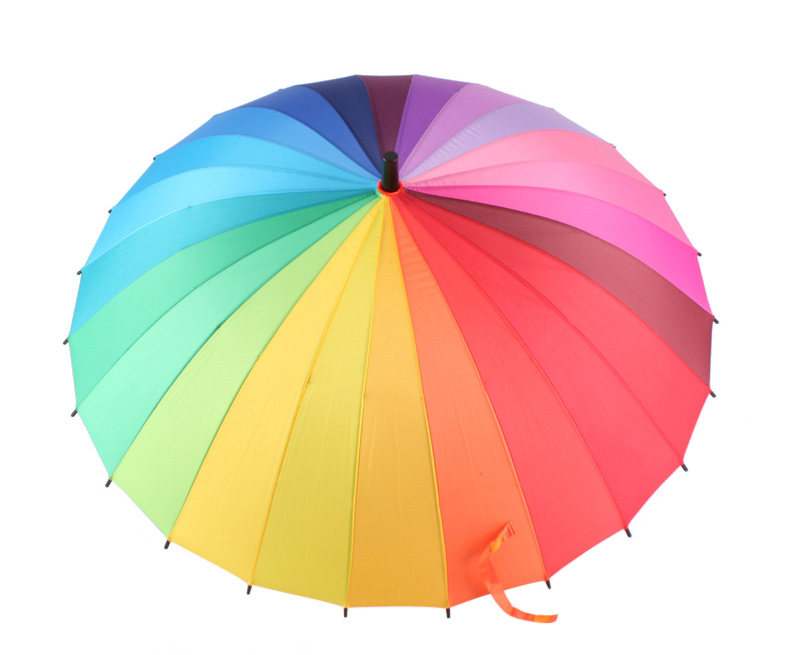 美度 彩虹两用手动开长柄晴雨伞 M5002 24骨 58.5*24K (颜色随机) 36把/箱