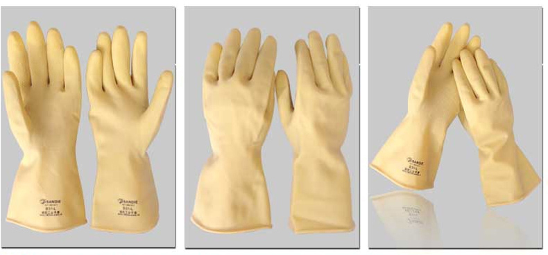 三碟 工业耐酸碱橡胶手套加厚加长防滑防水专业耐酸碱橡胶劳保手套 60cm 