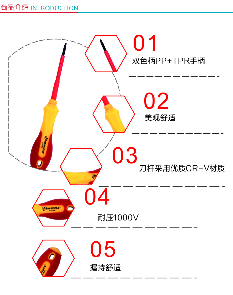 钢盾 双色绝缘一字螺丝刀 S057301 3x75mm 