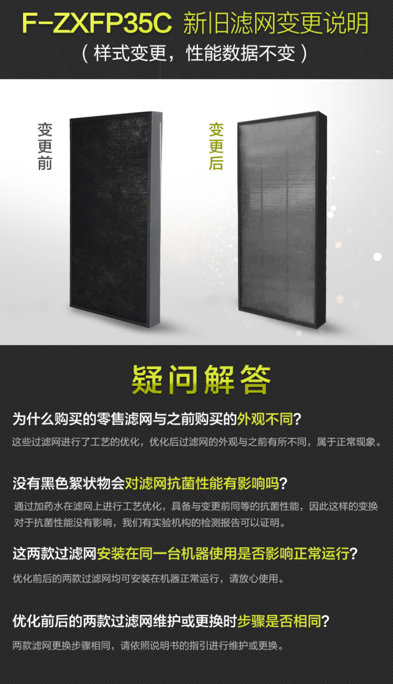松下 Panasonic 空气净化器集尘滤网 F-ZXFP35C  适用空气净化器F-PXF35C PDF35C VXG35C