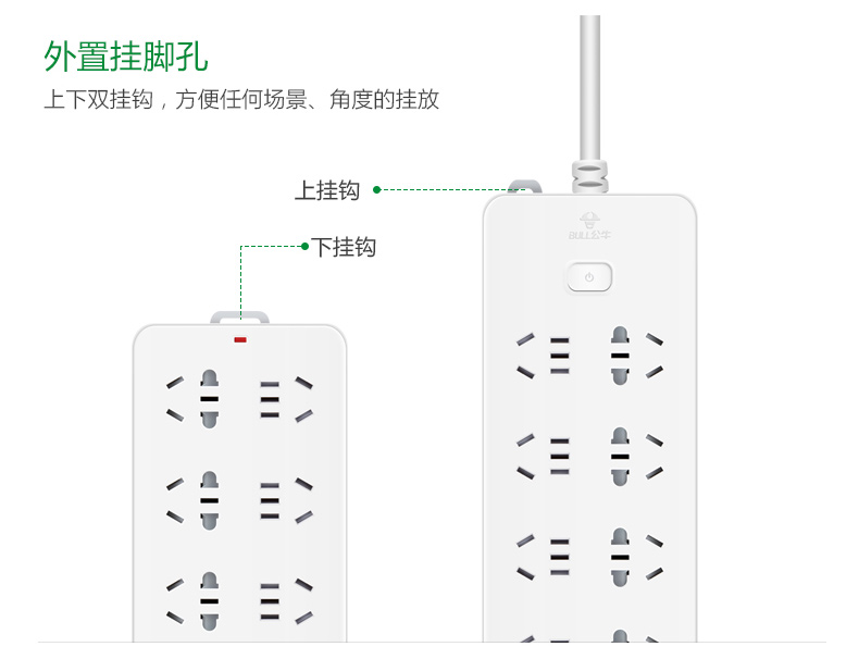 公牛 BULL 拖线板插座 GN-218 总控10位 5米  超功率保护 (2017新国标)