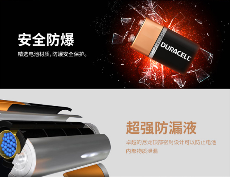 金霸王 DURACELL 碱性电池 9V  1粒/卡 12卡/盒 2盒/箱