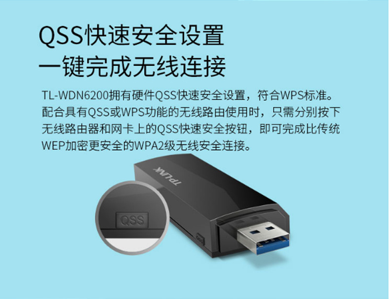 普联 TP-LINK 无线网卡 TL-WDN6200 1200M高速双频USB 