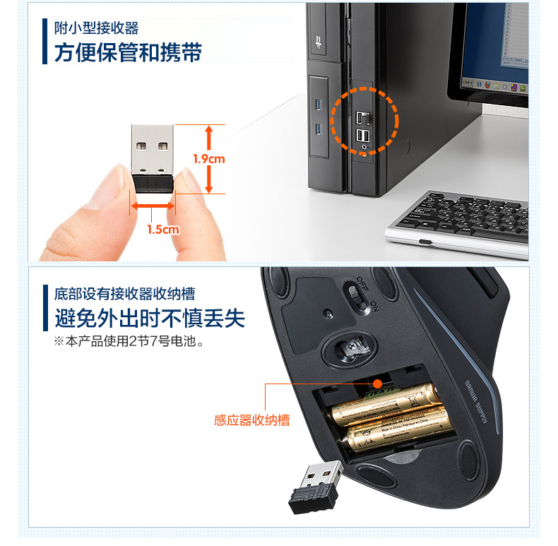 山业 SANWA 人体工学无线鼠标 GMAERGW10 (黑色)