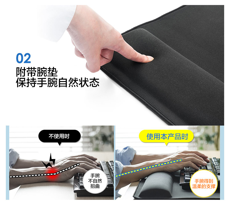 山业 SANWA 大尺寸带碗托鼠标垫 200-MPD022 (黑色)