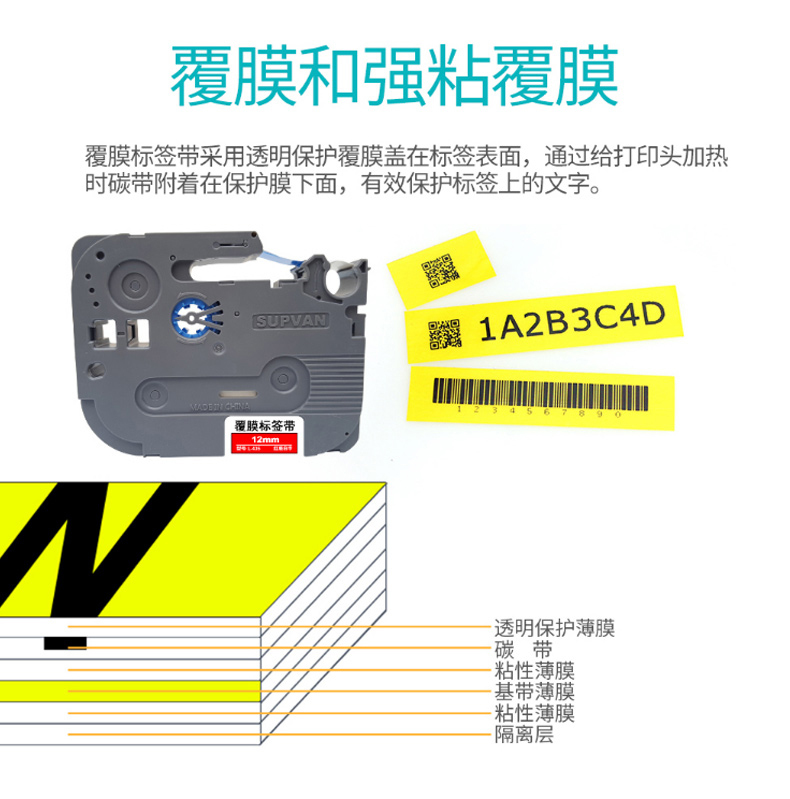 硕方 Supvan 色带 LP-NP12YB (12mm黄底黑字)