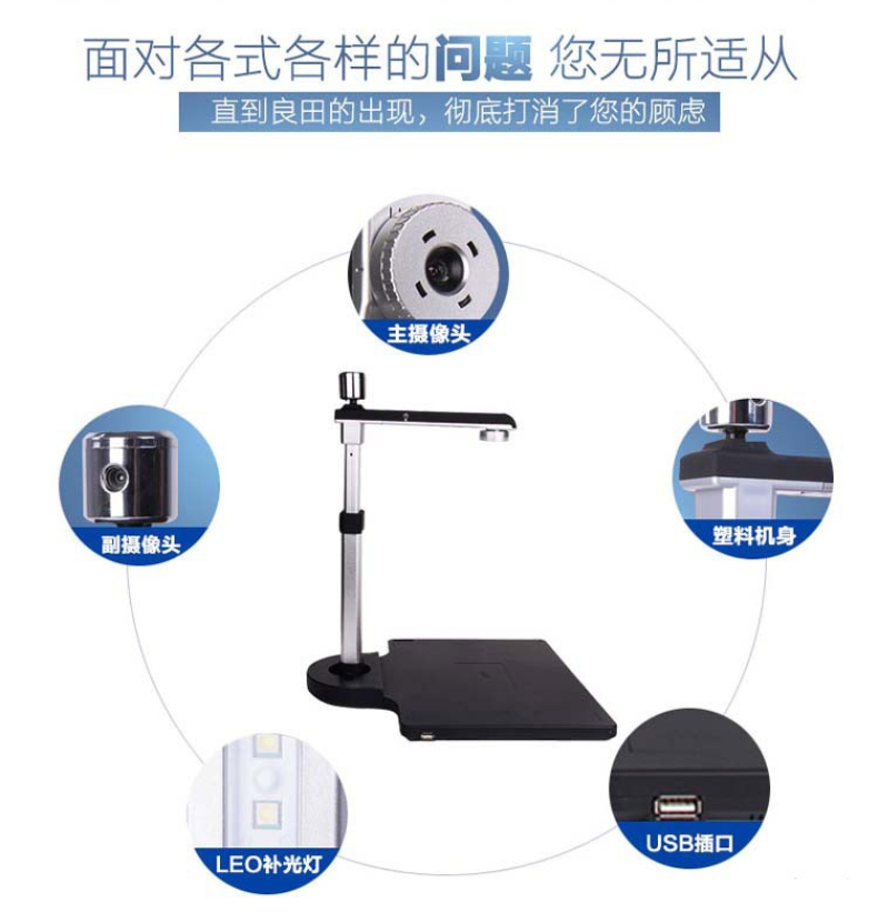 良田 Eloam a3幅面高拍仪 S1020A3R (黑色) 高清高速扫描双摄像