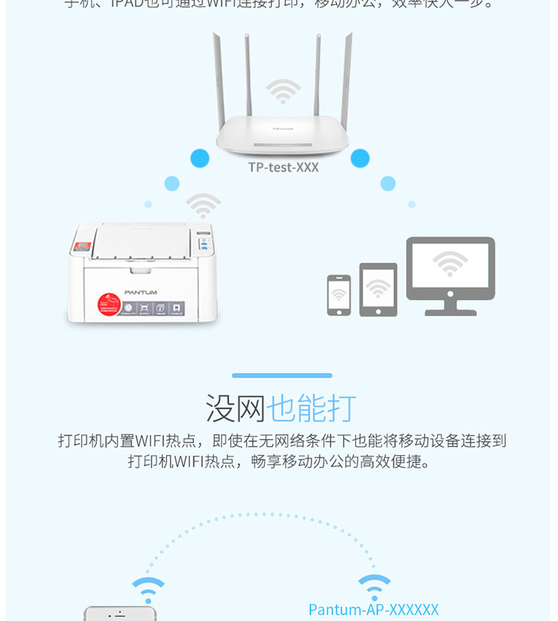 奔图 Pantum A4黑白激光打印机 P2506W 