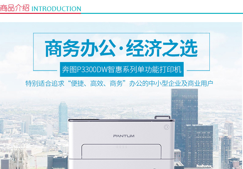 奔图 Pantum A4黑白激光打印机 P3300DW 