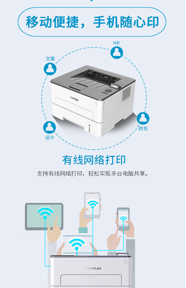 奔图 Pantum A4黑白激光打印机 P3300DW 