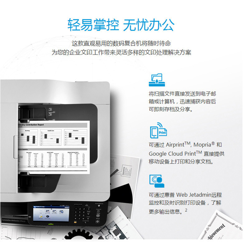 惠普 HP A3黑白数码复合机 LaserJet MFP M72625dn （打印 复印 扫描）（含选配双纸盒）