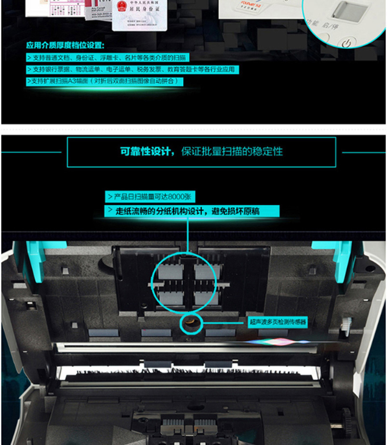 方正 Founder 双面自动进纸高速档案批量条码识别扫描仪 s7230 