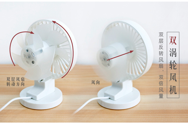 北欧欧慕 Nathome USB桌上型电风扇 NFS405 黑白颜色随机 