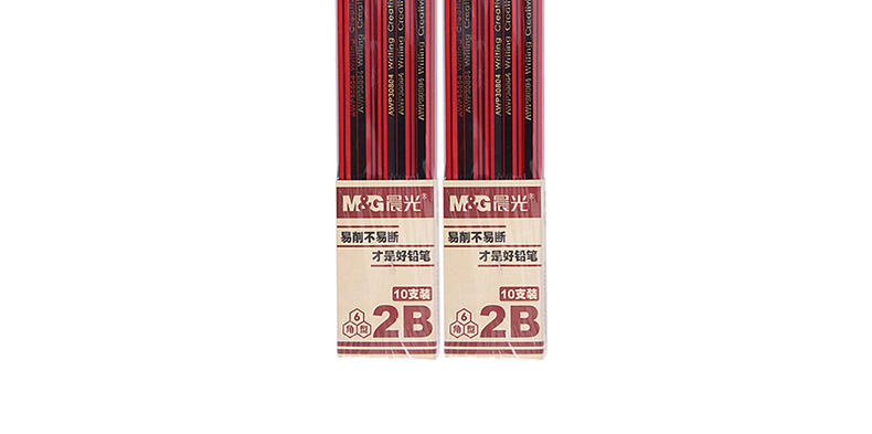 晨光 M＆G 带橡皮红黑色木杆铅笔 AWP30804 2B 10支/盒