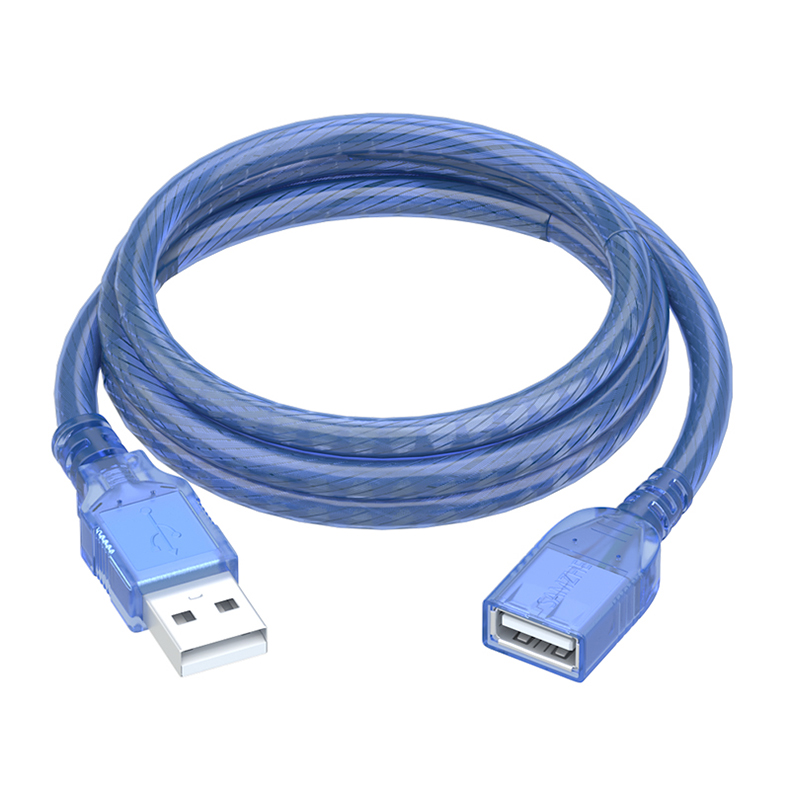 山泽 SAMZHE USB延长线usb2.0数据连接线公对母 TML15 1.5米 AM/AF电脑U盘鼠标键盘读卡器加长线透明蓝