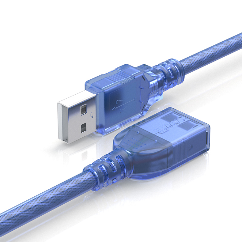 山泽 SAMZHE USB延长线usb2.0数据连接线公对母 TML15 1.5米 AM/AF电脑U盘鼠标键盘读卡器加长线透明蓝