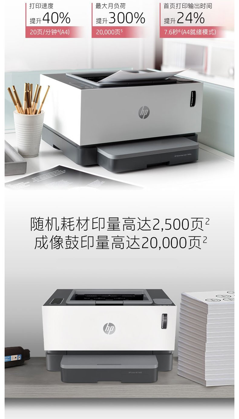 惠普 HP A4黑白智能闪充激光打印机 Laser NS 1020c 