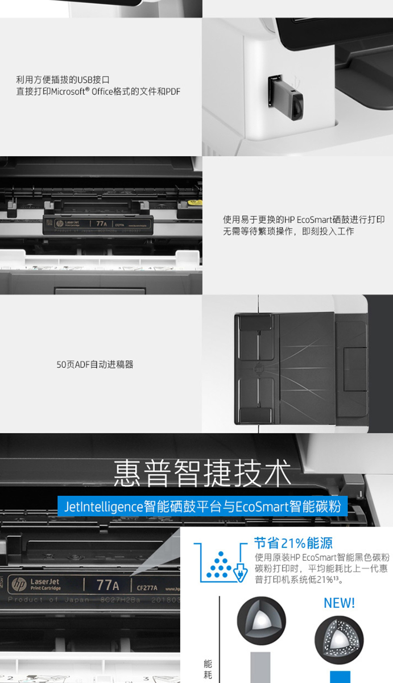 惠普 HP A4黑白激光多功能一体机 LaserJet Pro MFP M429dw  (打印 复印 扫描)