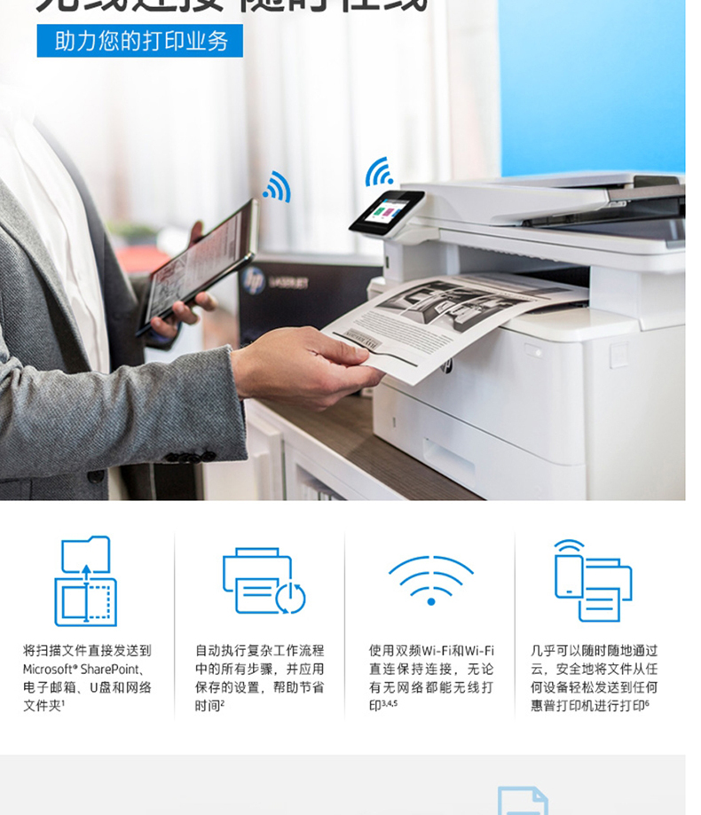 惠普 HP A4黑白激光多功能一体机 LaserJet Pro MFP M429fdw  (打印 复印 扫描 传真)