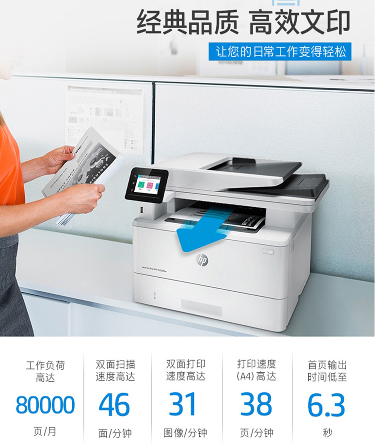 惠普 HP A4黑白激光多功能一体机 LaserJet Pro MFP M429fdw  (打印 复印 扫描 传真)