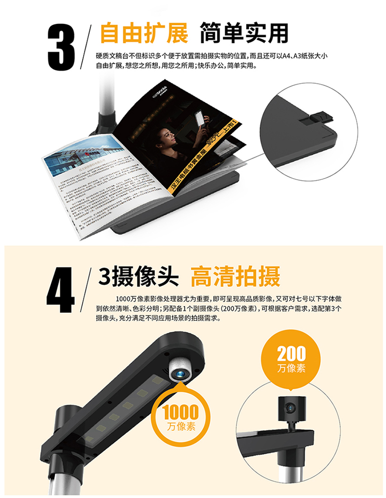 汉王 Hanvon 高拍仪扫描仪1000万像素A3幅面双摄像头 e1190 Air 