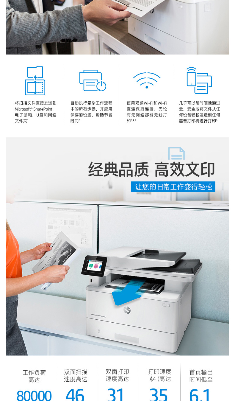 惠普 HP A4黑白激光多功能一体机 LaserJet Pro MFP M329dw  (打印 复印 扫描)