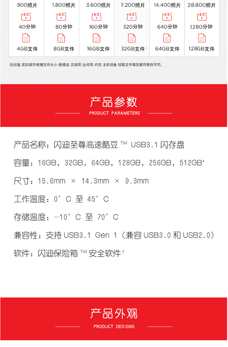闪迪 SanDisk U盘 CZ430 酷豆 64G (黑) USB3.1 读速130MB/s 车载U盘 小身材 大容量