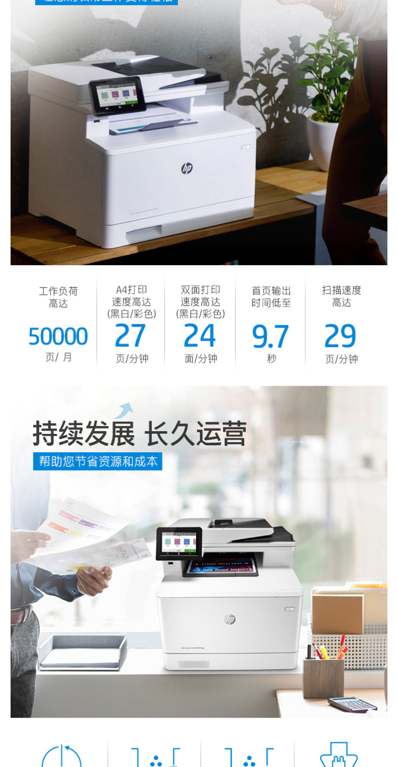 惠普 HP A4彩色激光多功能一体机 Color LaserJet Pro MFP M479dw  (打印 复印 扫描)