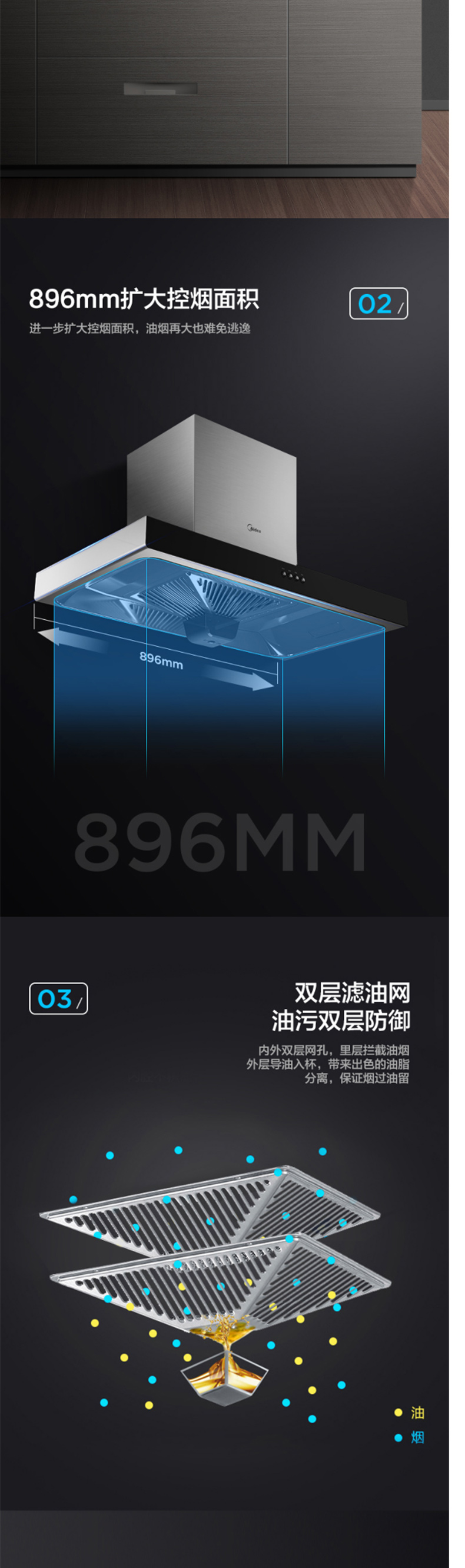 美的 Midea 顶吸式吸油烟机 CXW-220-B81  含标准安装，超出配件类费用详情请咨询客服