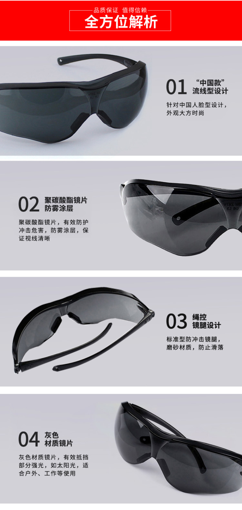 3M 中国轻便型防雾防护眼镜 10435  (灰色镜片 防辐射/防蓝光)