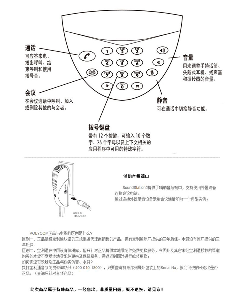 宝利通 Polycom 音频会议电话 SoundStation 2 基本型 