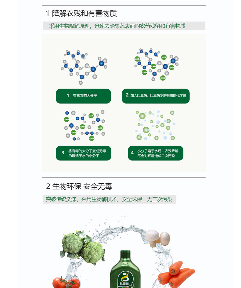 比亚 比亚酶蔬菜速洗液650ml 650ml (深绿色)