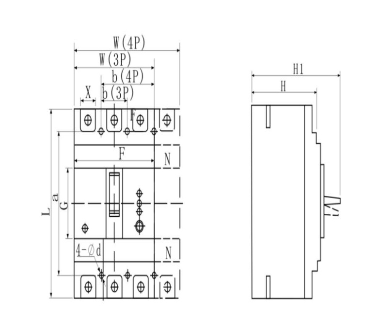 南冠 三相低压空气开关 NKM1L-400/4300(4P) 315A 带漏电壳子开关