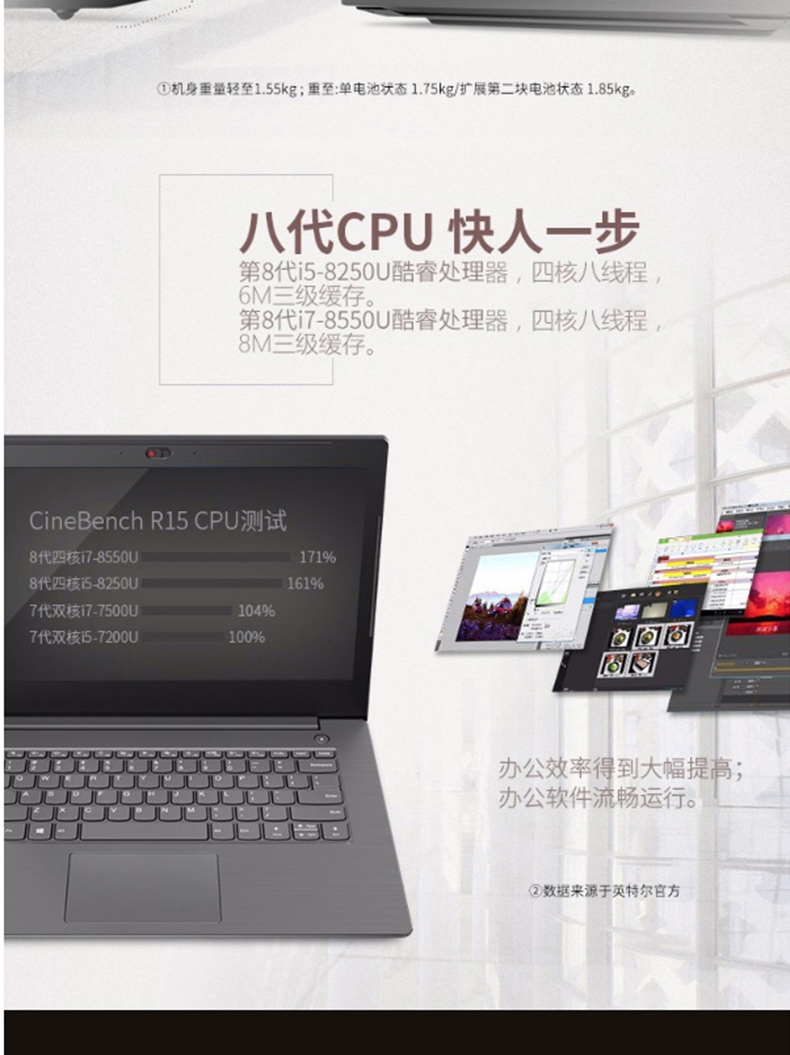 联想 lenovo 笔记本电脑 V330-14(I5-8250U/4G/500G+128固态/2G独显/14寸) 