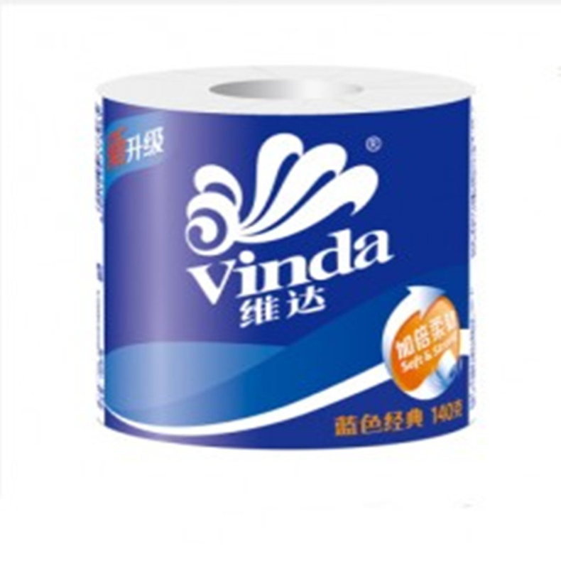 维达 vinda 卷筒纸卫生 纸蓝色经典有芯卷纸140g 10卷 / 提 V4069-2 