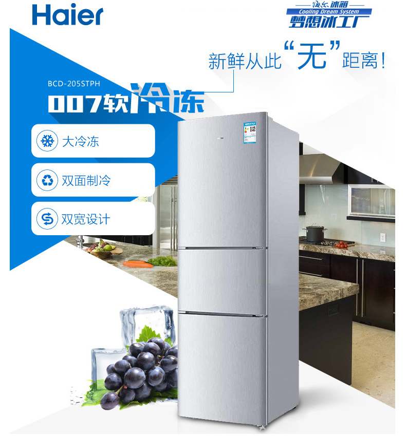 海尔 Haier 电冰箱 BCD-205STPH (拉丝银)