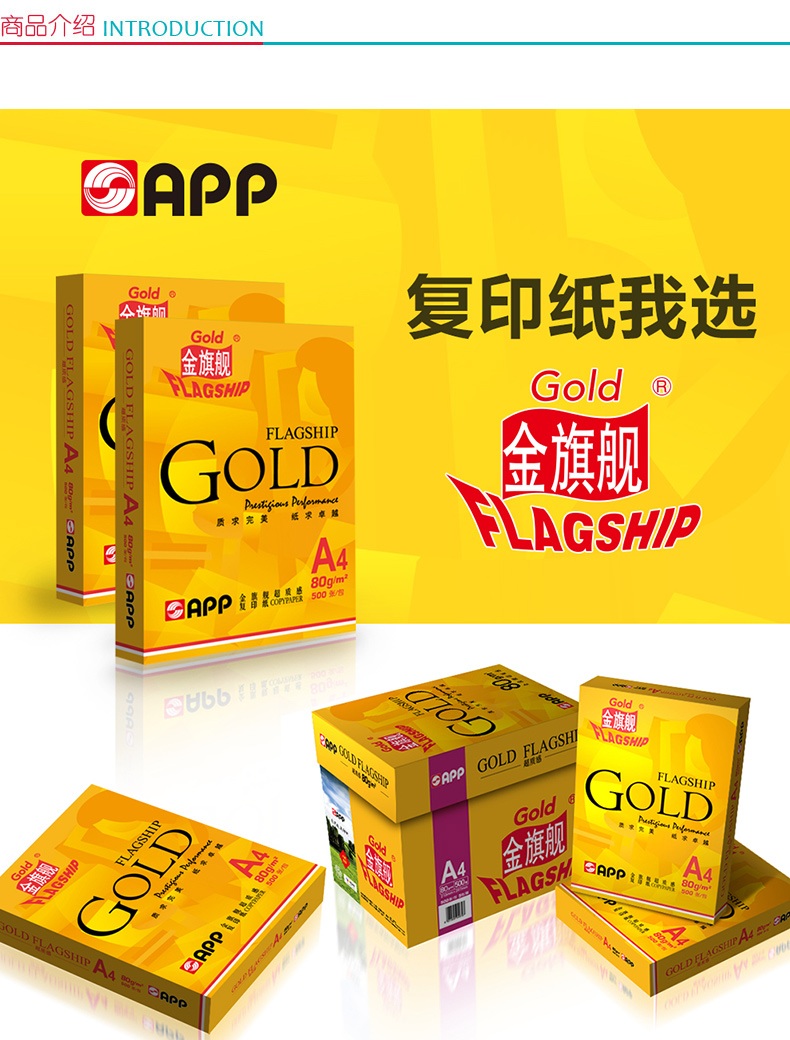 金旗舰 Gold FLAGSHIP 复印纸 A5 80g (白色) 500张/包 10包/箱