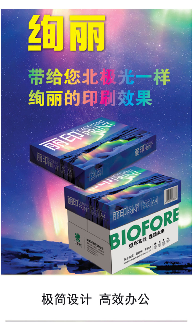 丽印 打印纸 A4 70g 210*297mm  500张/包 8包/箱