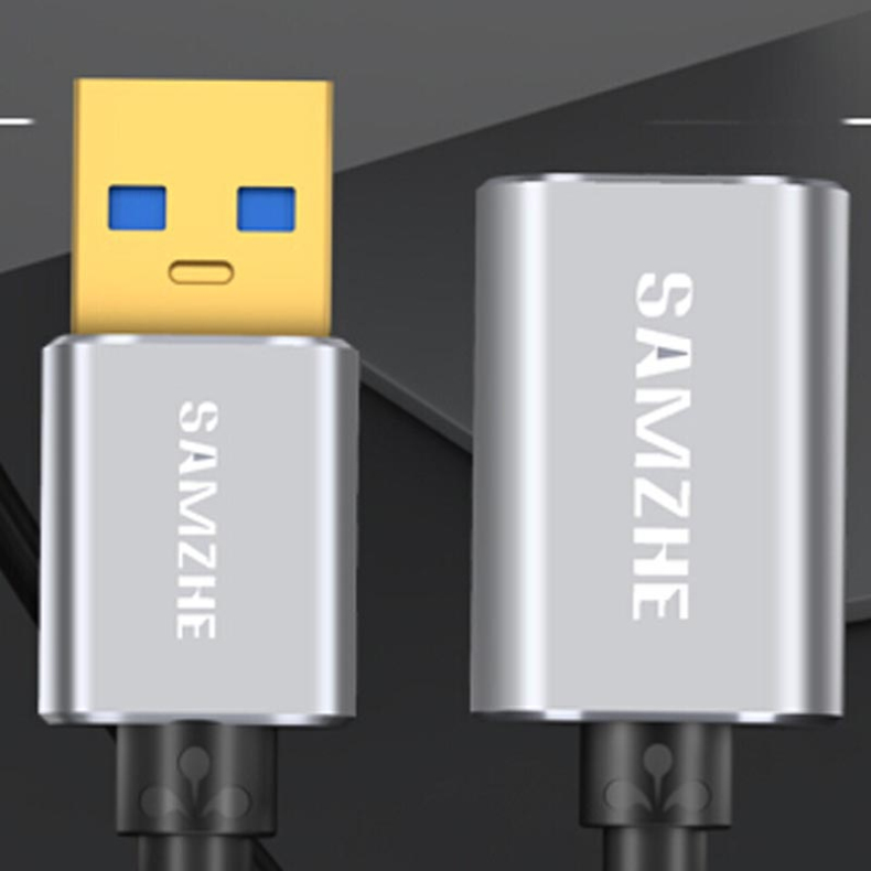 山泽 SAMZHE USB延长线 LK-50 usb3.0高速传输数据线 公对母 AM/AF U盘鼠标键盘加长线 铝合金黑色5米 