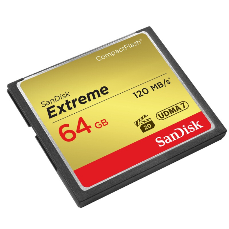 闪迪 SanDisk CF(CompactFlash)存储卡 SDCFXSB-064G-Z46 64GB  中高端单反相机内存卡 UDMA7 至尊极速版 读速120MB/s